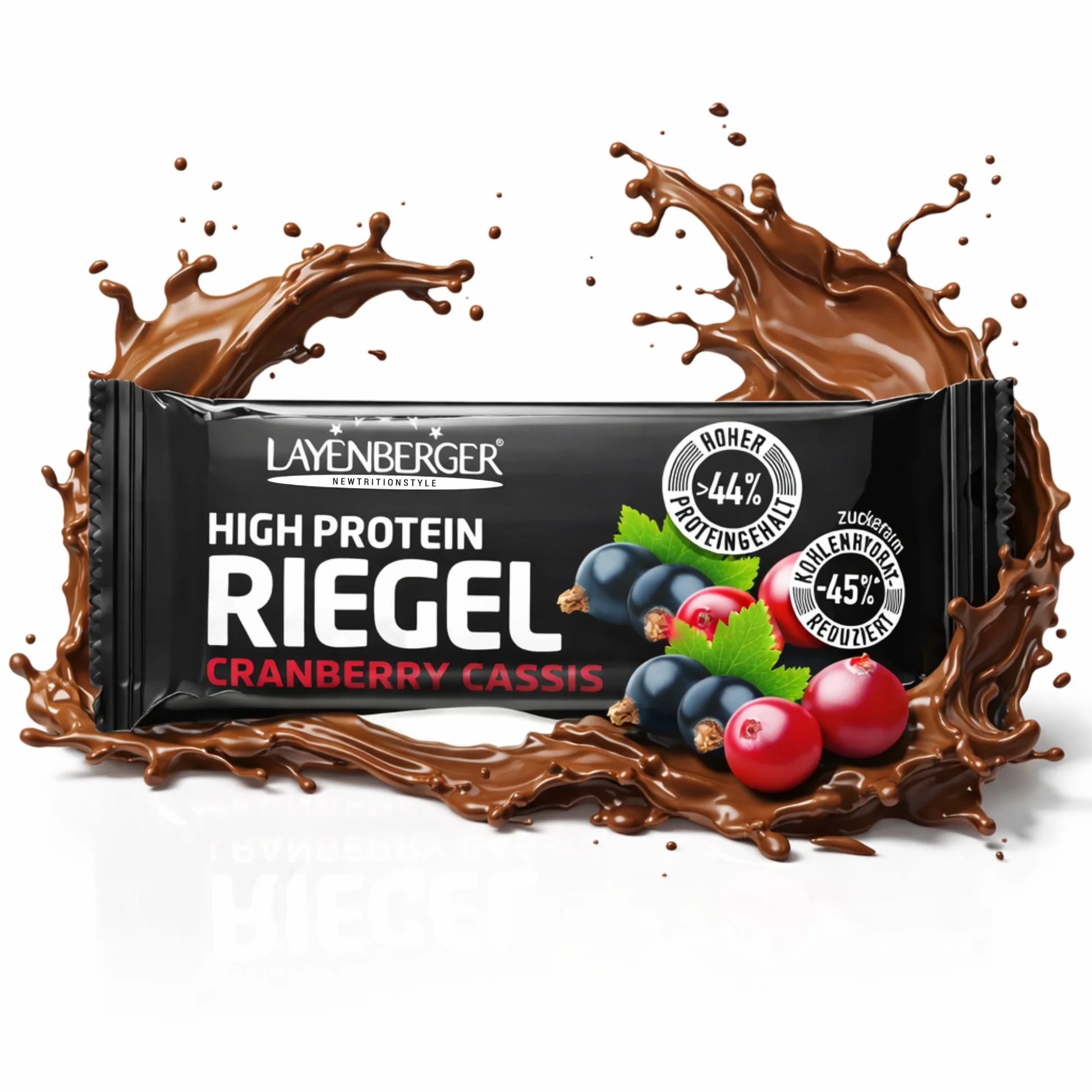 Layenberger High Protein Riegel Cranberry-Cassis mit Schokolade und Beeren
